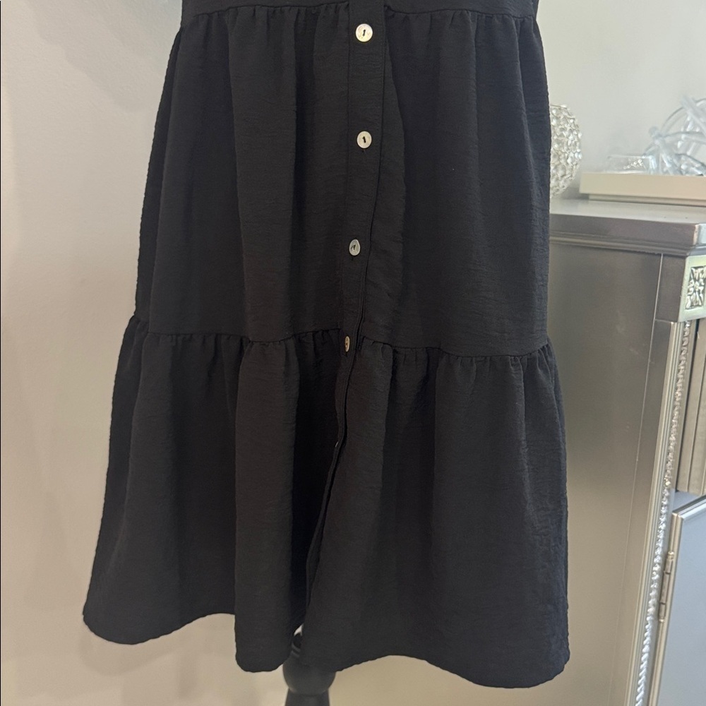 1. State Black Puff Sleeve Tiered Button Down Mini Dress.  Sz S - Picture 4 of 10